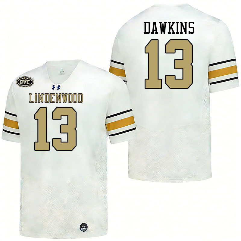 Lindenwood Lions #13 Alex Dawkins College Football Jerseys,Uniforms-White